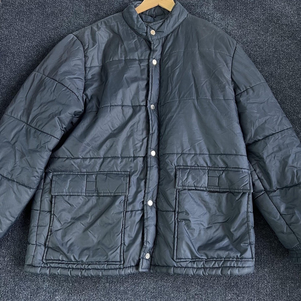 St Moritz Jacket Mens Large Blue Quilted Puffer Full‎ Zip Insulated Collared
